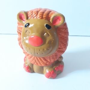 Vintage Chalkware Lion Coin Bank Collectible, Mid Century